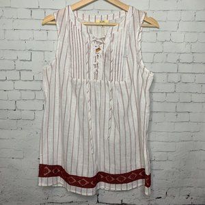 Kori America Pinstripe Sleeveless Tank Top Blouse Business Casual NWT Shirt